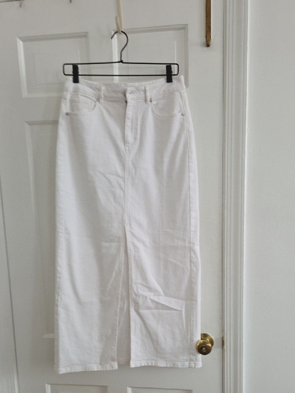 LOFT White Maxi Skirt with Front Slit